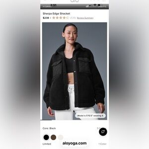 ALO Yoga Black Sherpa Teddy Jacket